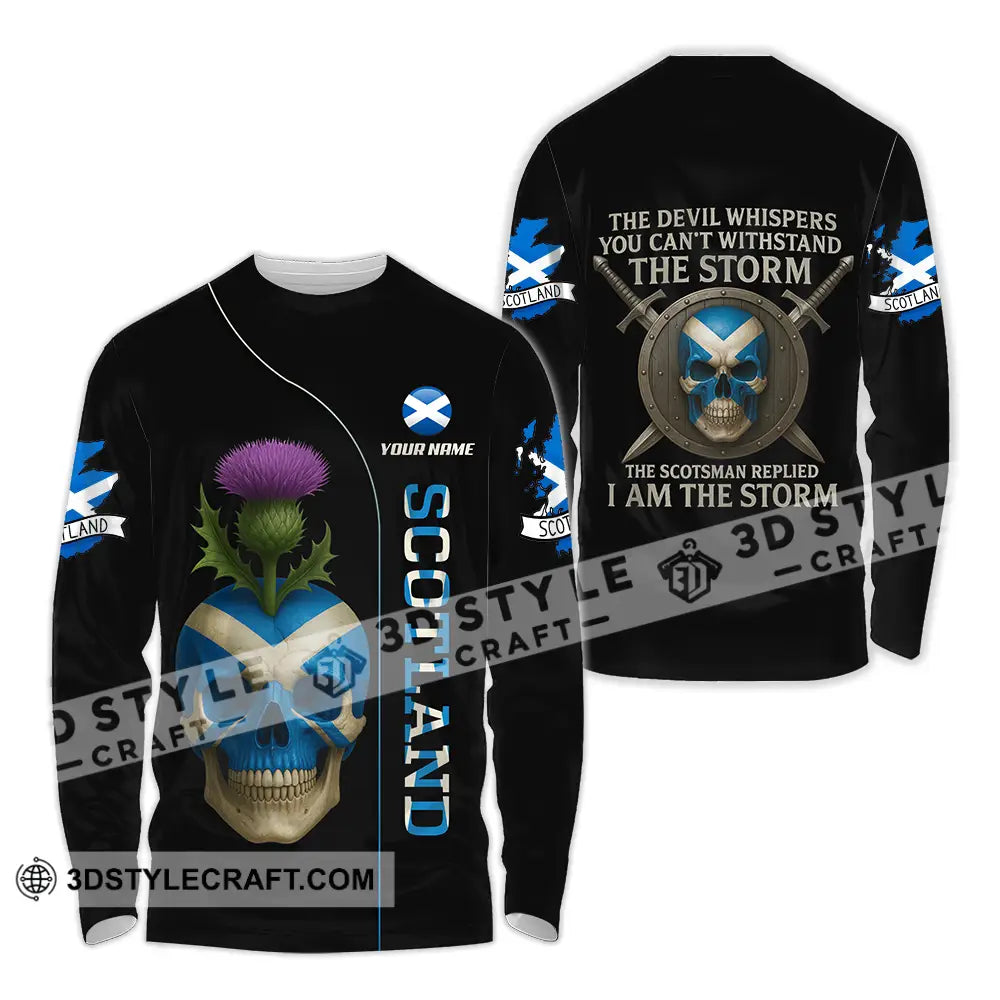 Unisex Shirt - Custom The Devil Whispers You Cannot Withstand The Storm Scotland Shirt Long Sleeve Shirt / S T-shirt