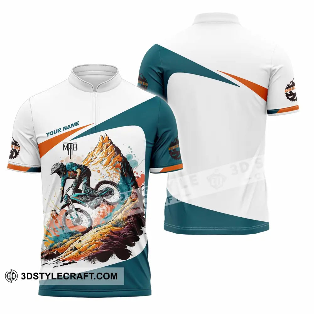 Unisex Shirt - Custom The Mountain Bike MTB Shirt Zipper Polo Shirt / S T-shirt