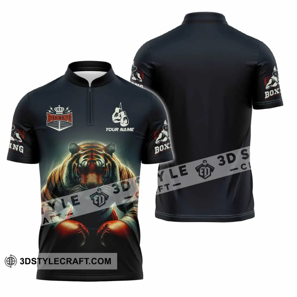 Unisex Shirt - Custom Tiger Boxing Lover Classic Shirt Zipper Polo Shirt / S T-shirt