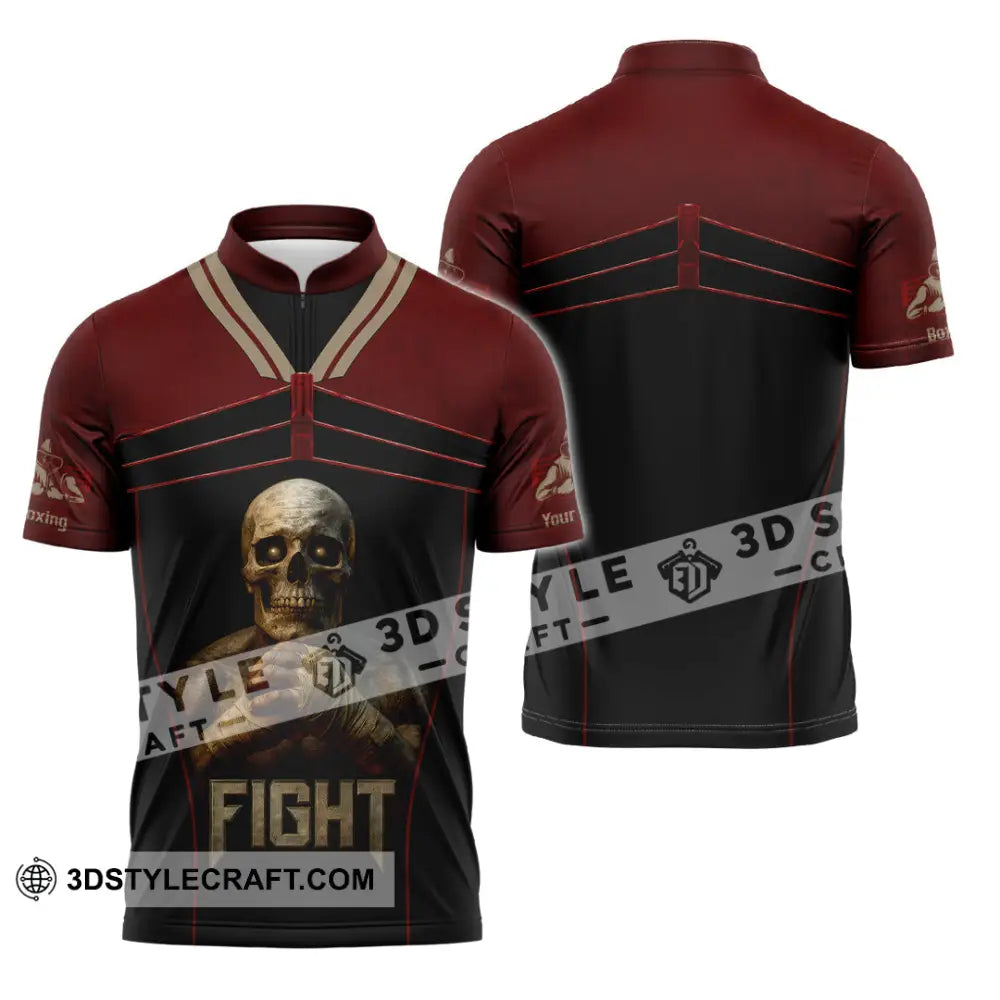 Unisex Shirt - Custom Try Your Hard Fight Man Sport Shirt Zipper Polo Shirt / S T-shirt