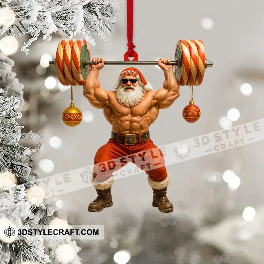 Weightlifting Santa Home Decor Christmas Ornament Personalized Ornament Ornament
