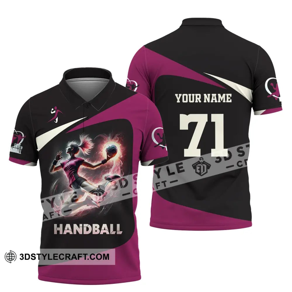 Woman Shirt Custom Name Handball Polo Long Sleeve Lover T-Shirt / S T-Shirt