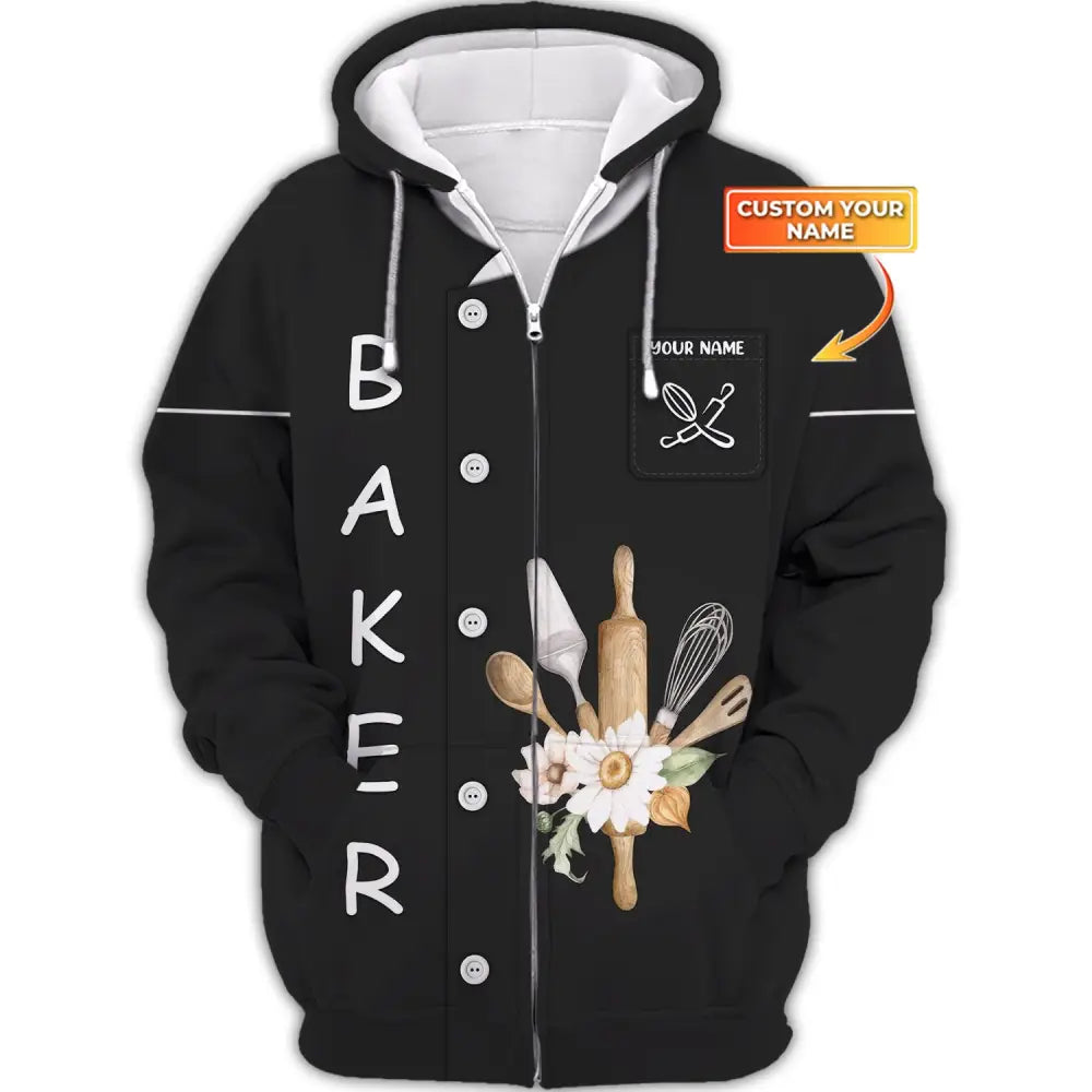 Women Shirt Baking Lover Baker Hoodie Sportwear Zipper / S T-Shirt