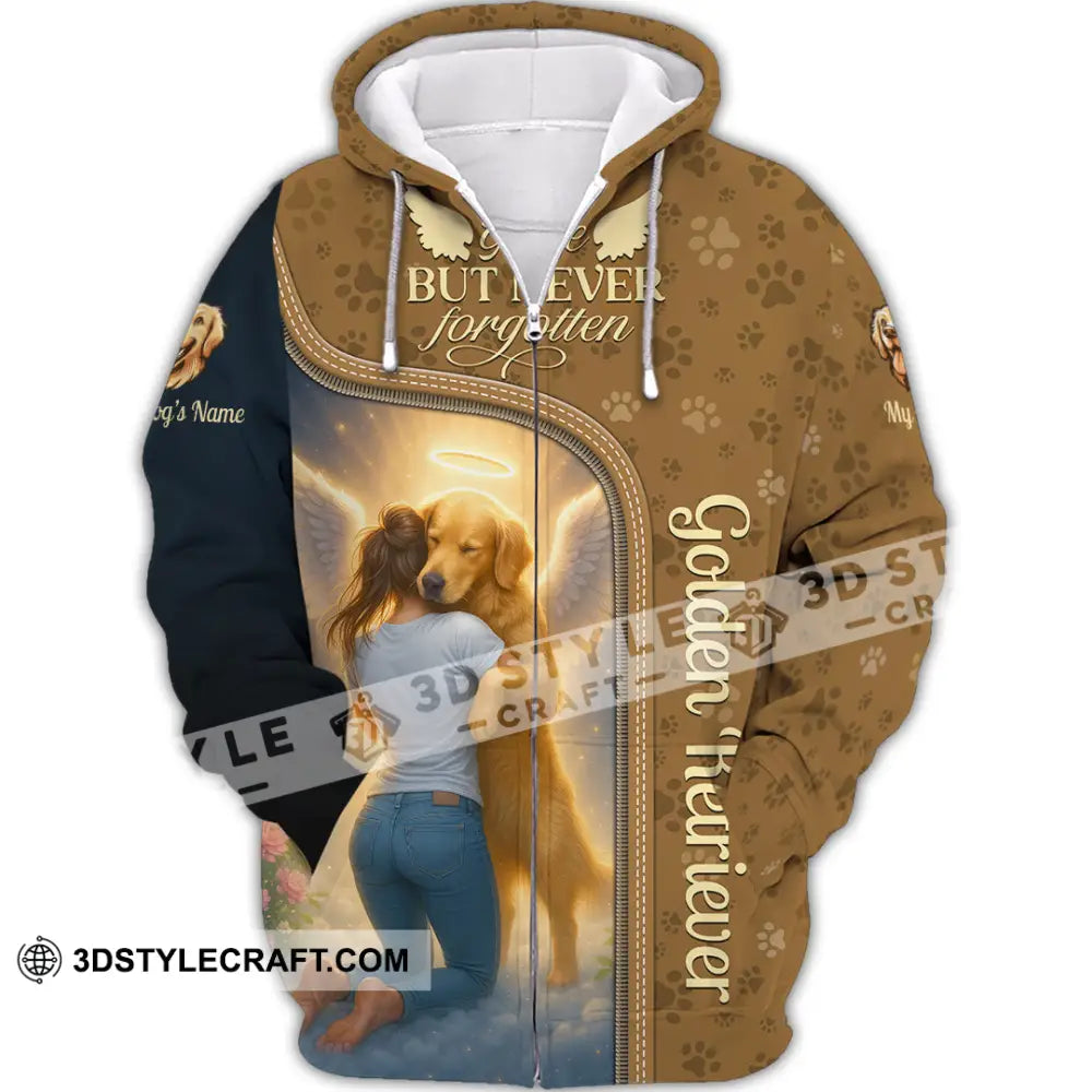 Women Shirt - Custom Golden Retriever Gone But Never Forgotten Shirt Zipper Hoodie / S T-shirt