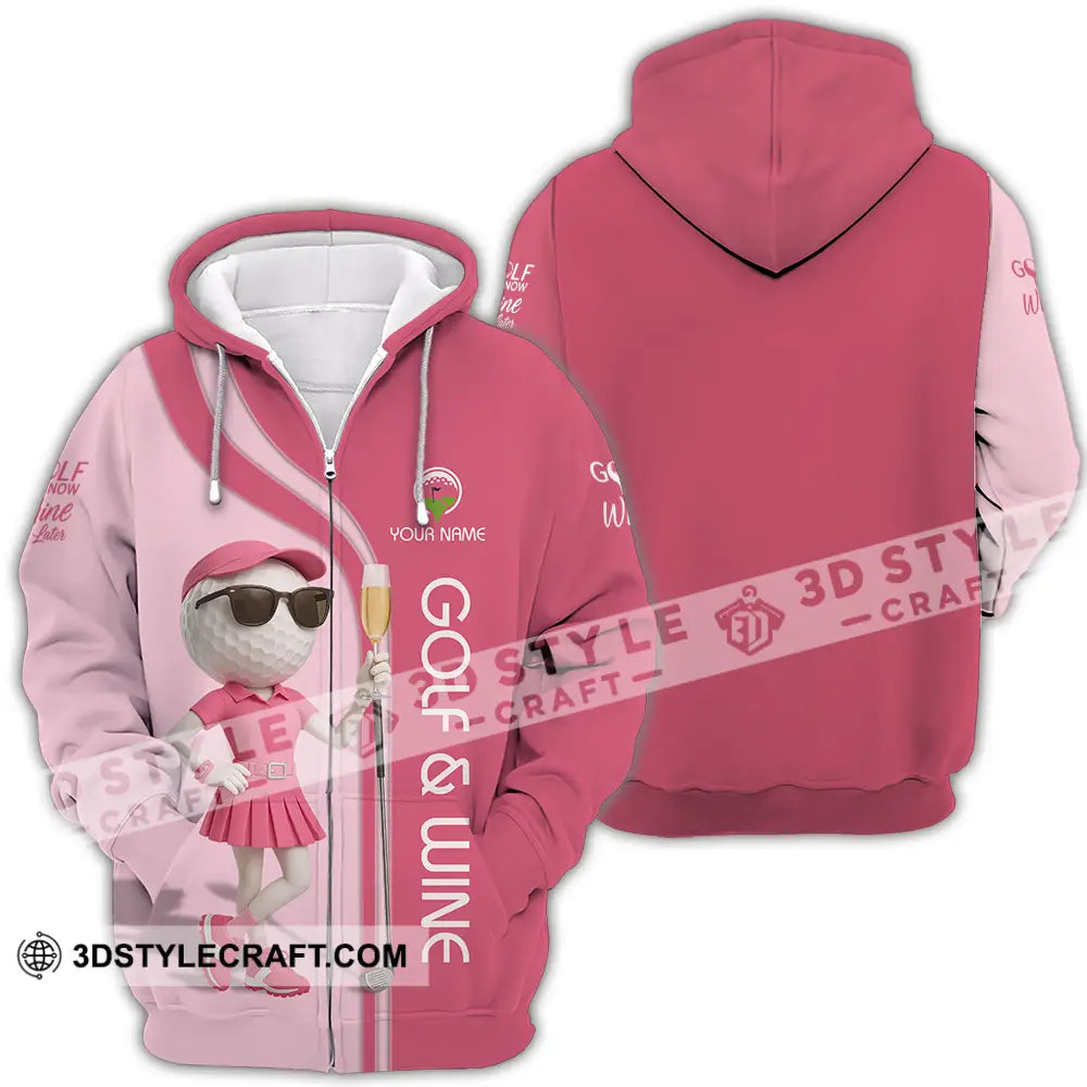 Women Shirt - Custom Golf And Wine Shirt Zipper Hoodie / S T-shirt