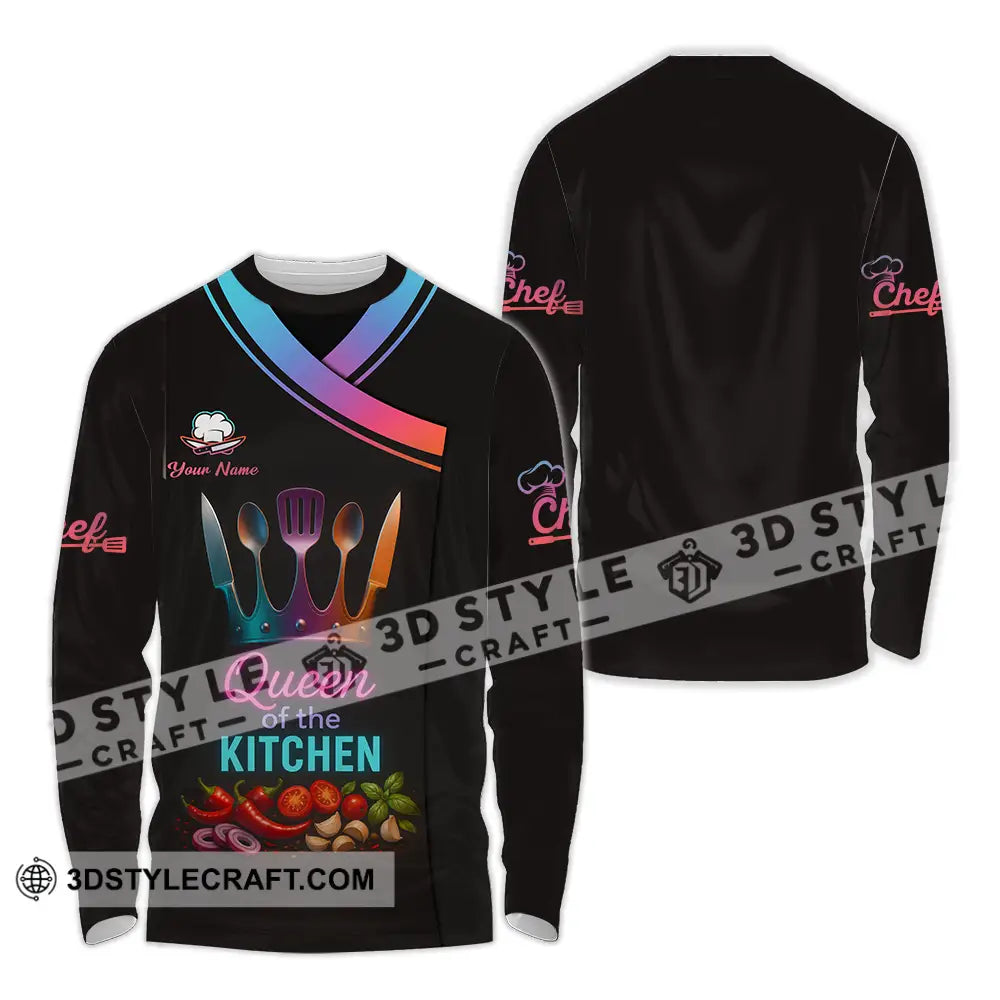 Women Shirt - Custom Queen Of The Kitchen Master Chef Shirt Long Sleeve Shirt / S T-shirt