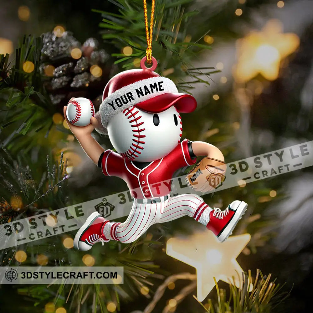 Baseball Player Christmas Ornament Personalized
