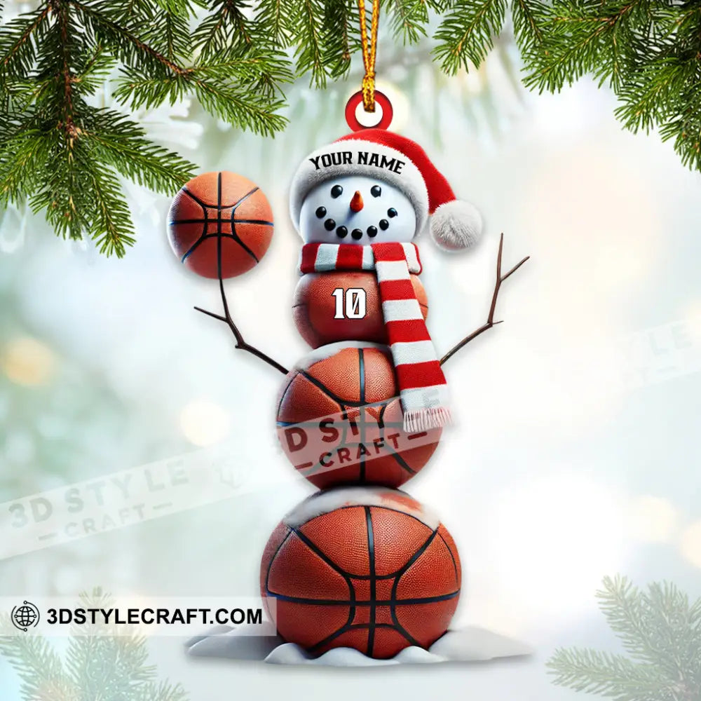 Basketball Snowman Christmas Ornament Personalized