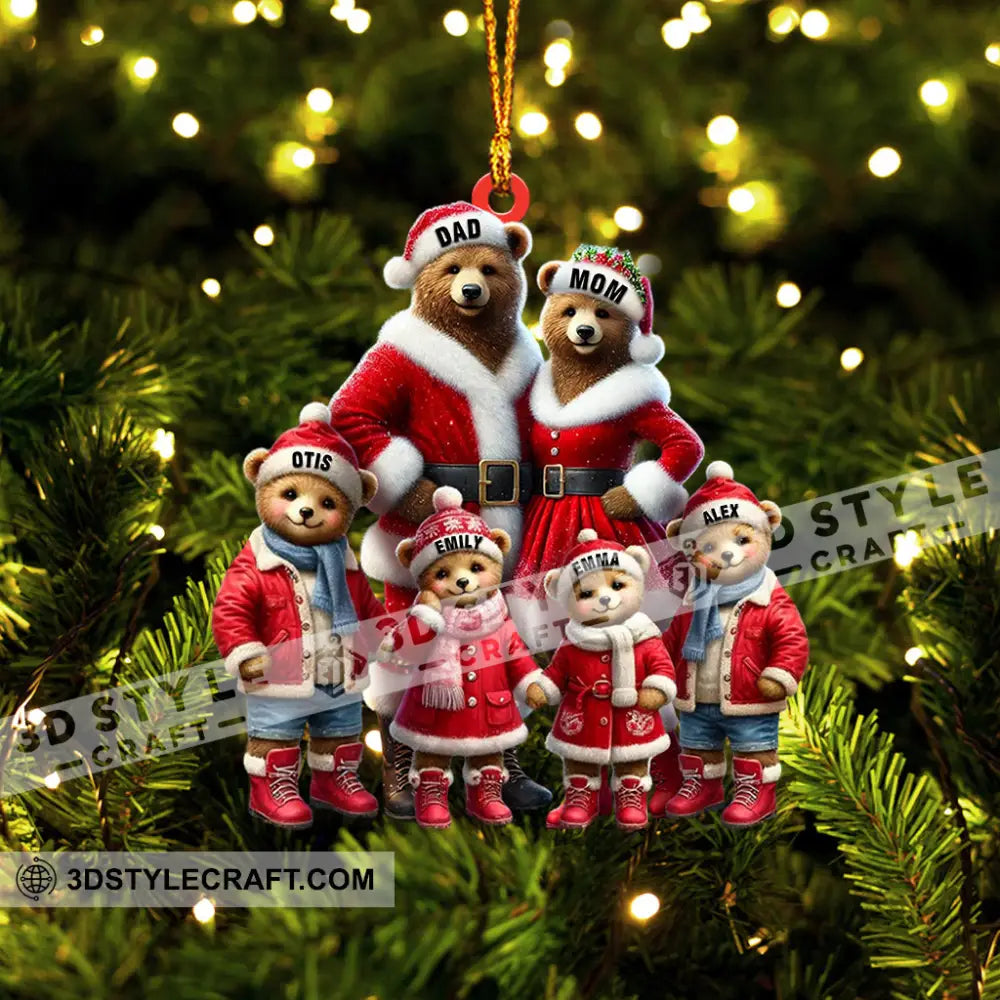Bear Family Home Decor Christmas Ornament Personalized