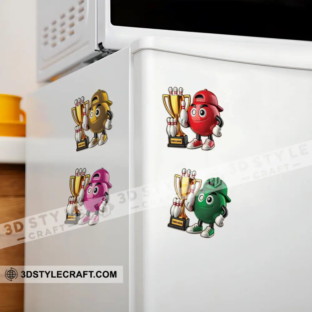 Bowling Champion Custom Color And Name - Personalized Fridge Magnet