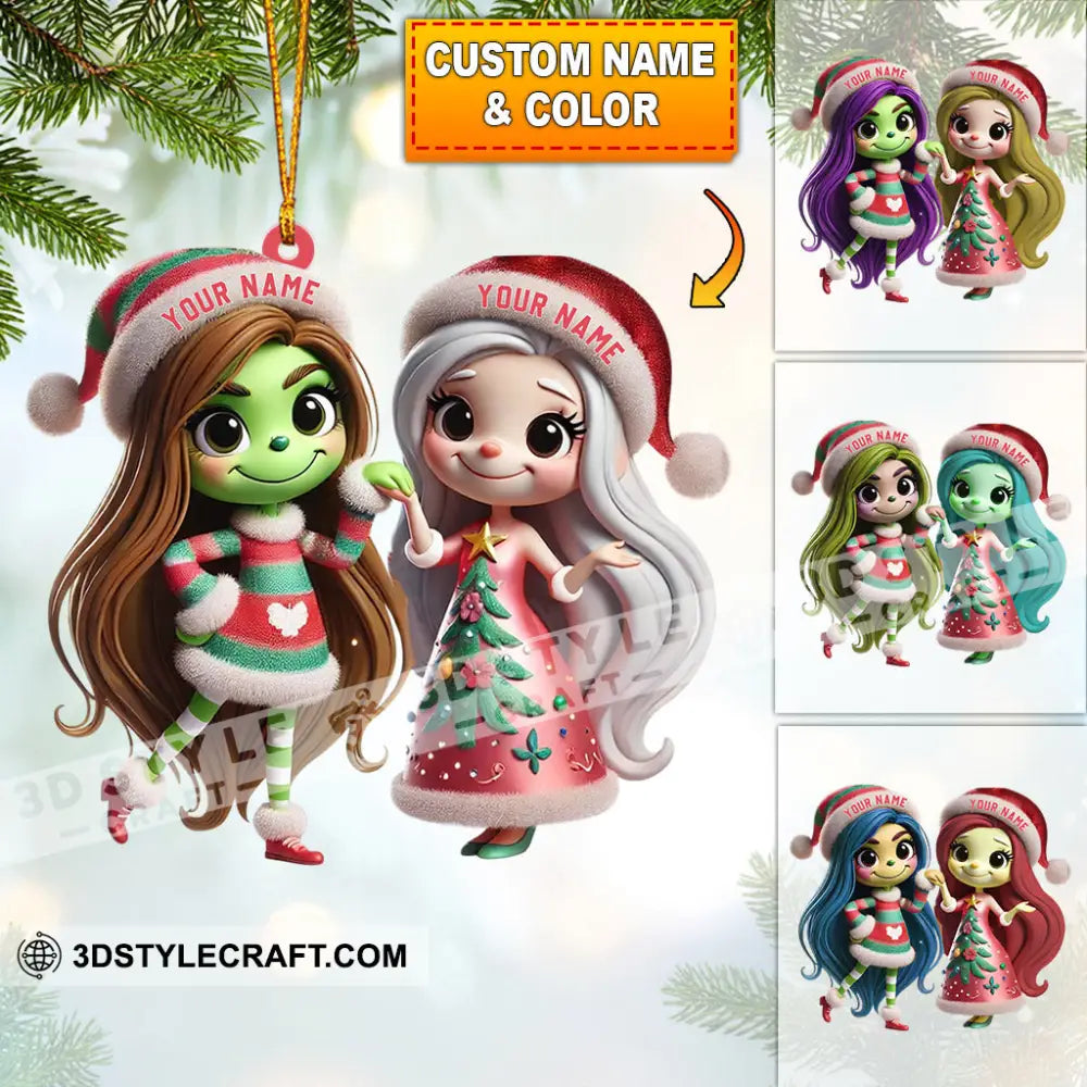 Chibi Women Christmas Home Decor Ornament Personalized 3.54’’ / 1