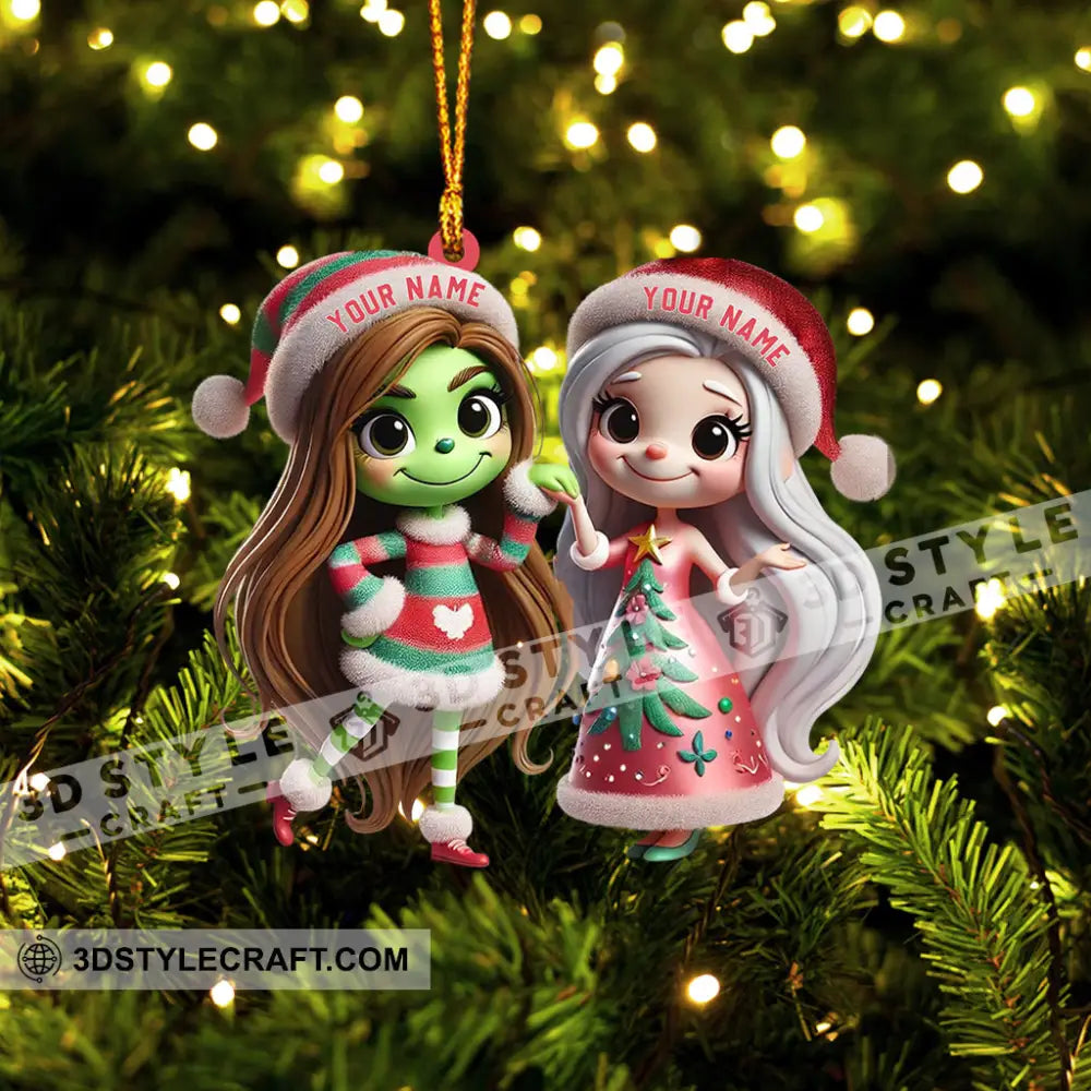 Chibi Women Christmas Home Decor Ornament Personalized