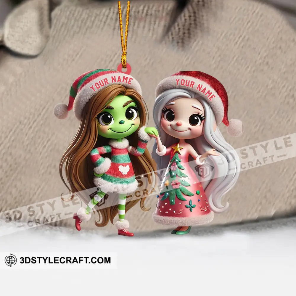 Chibi Women Christmas Home Decor Ornament Personalized