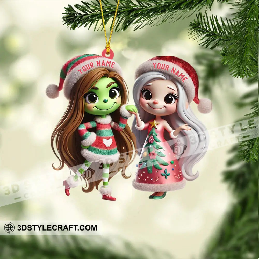 Chibi Women Christmas Home Decor Ornament Personalized
