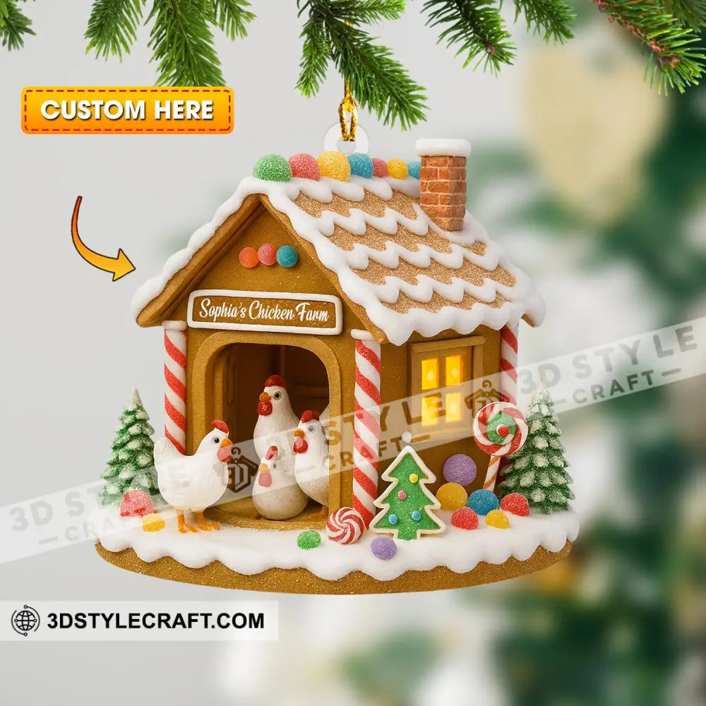 Chicken Farm Home Decor Christmas Ornament Personalized Ornament 3.54’’ / 1 Ornament Ornament