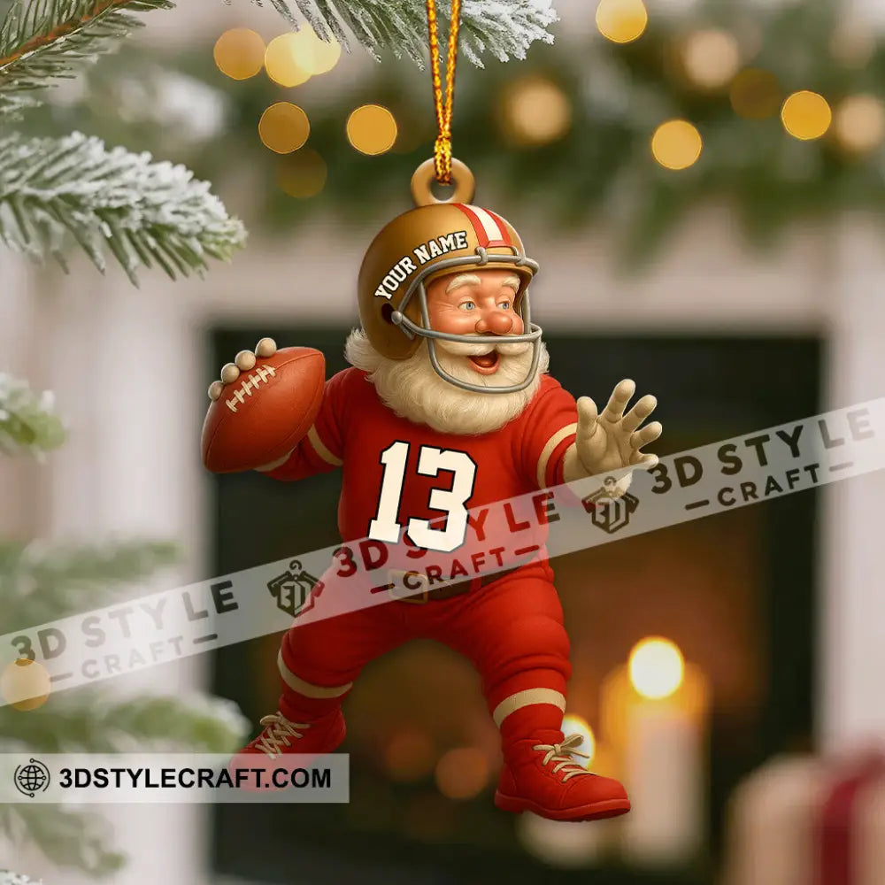 Christmas Football Santa Home Decor Christmas Ornament Personalized Ornament Ornament
