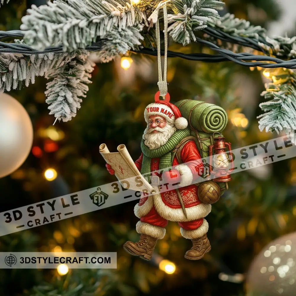 Christmas Hiking Santa Home Decor Christmas Ornament Personalized Ornament Ornament