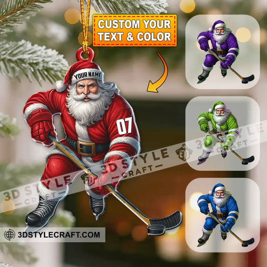 Christmas Hockey Santa Home Decor Christmas Ornament Personalized Ornament 3.54’’ / 1 Ornament Ornament