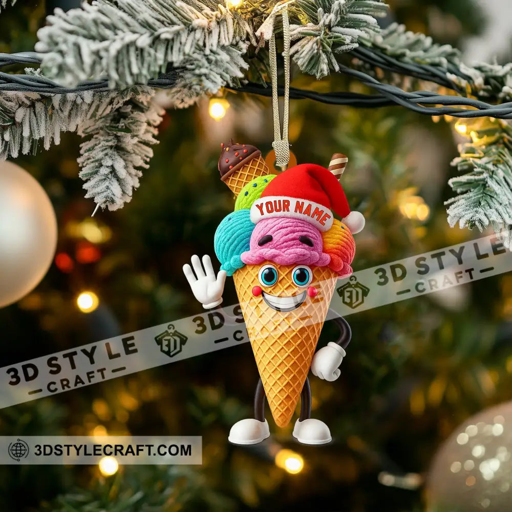 Christmas Ice Cream Santa Home Decor Christmas Ornament Personalized Ornament Ornament