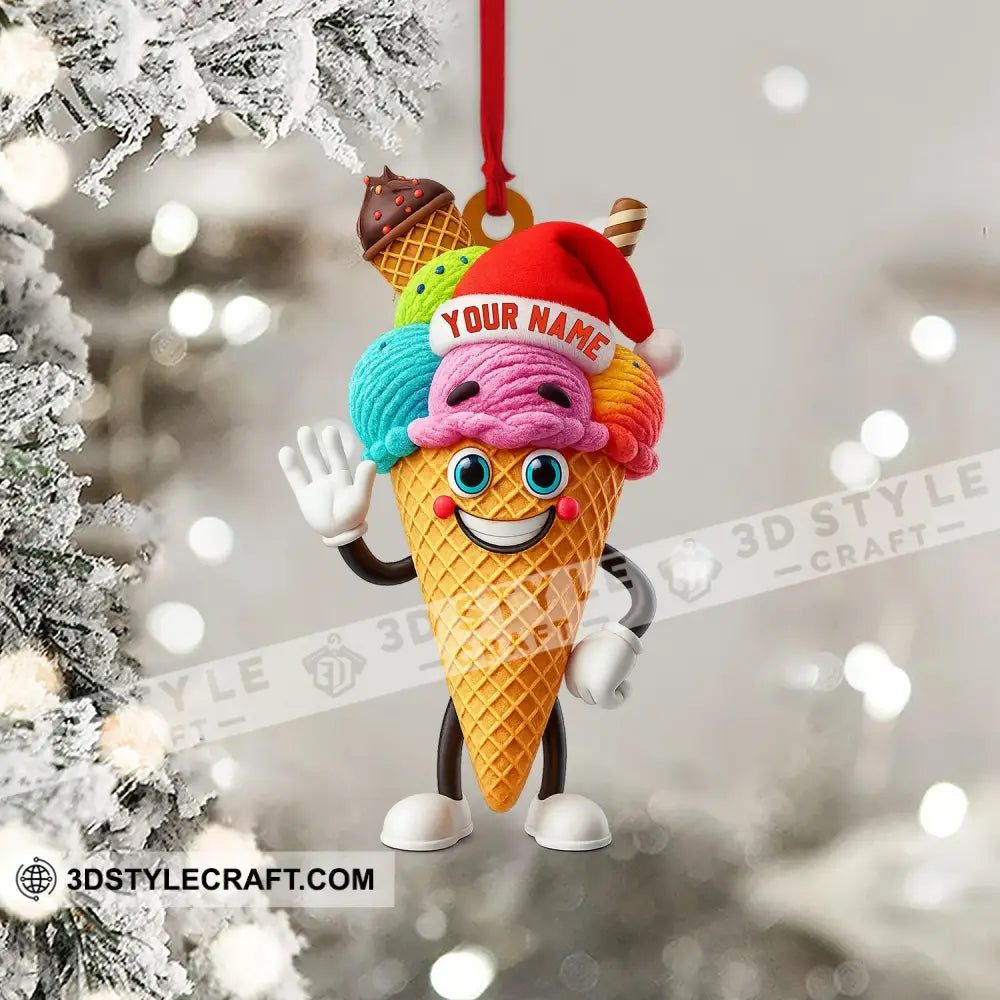 Christmas Ice Cream Santa Home Decor Christmas Ornament Personalized Ornament Ornament