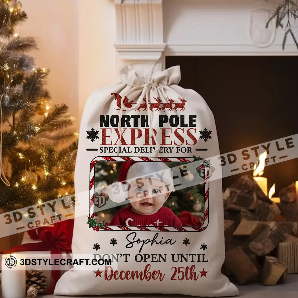 Christmas North Pole Express Face Photo Personalized Christmas String Bag Bag