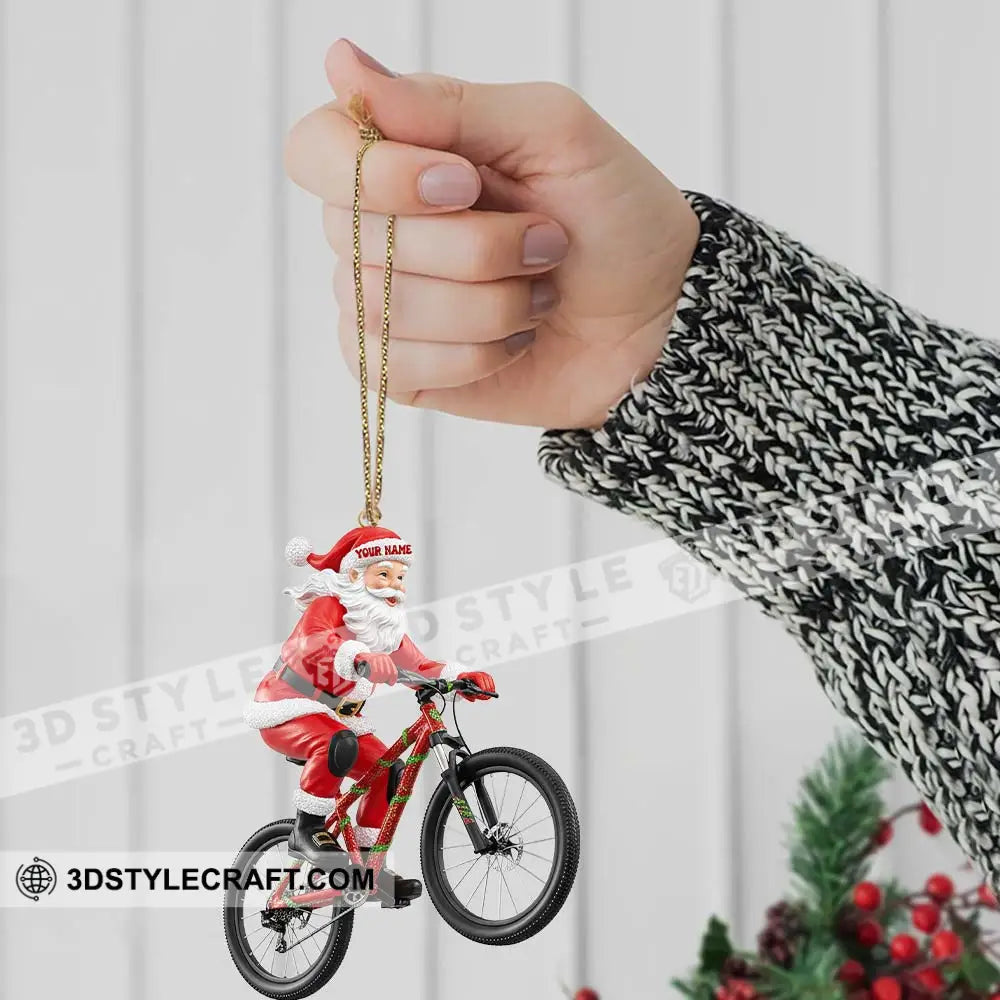 Christmas Santa Mountain Bike Home Decor Christmas Ornament Personalized Ornament Ornament