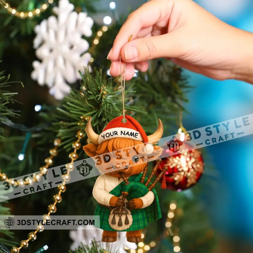 Christmas Scottish Highland Cow Home Decor Christmas Ornament Personalized Ornament Ornament