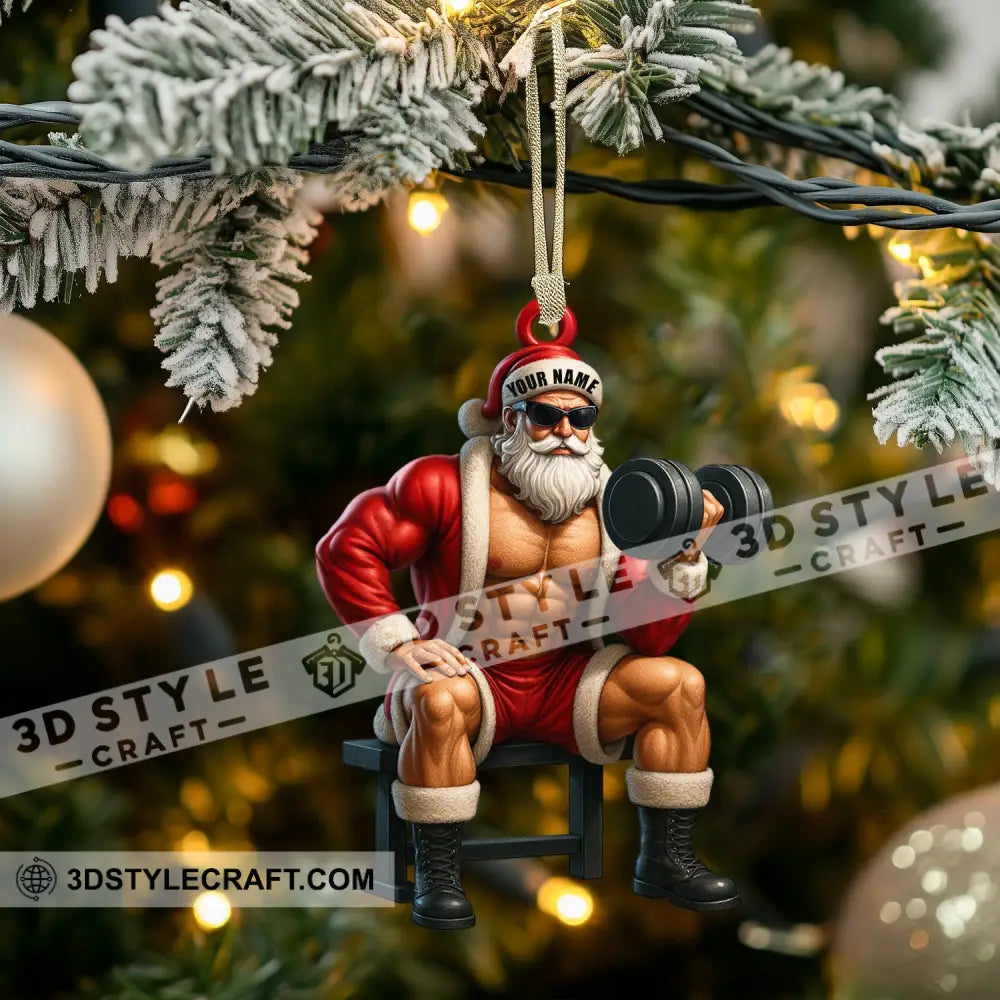 Christmas Weightlifting Santa Home Decor Christmas Ornament Personalized Ornament Ornament