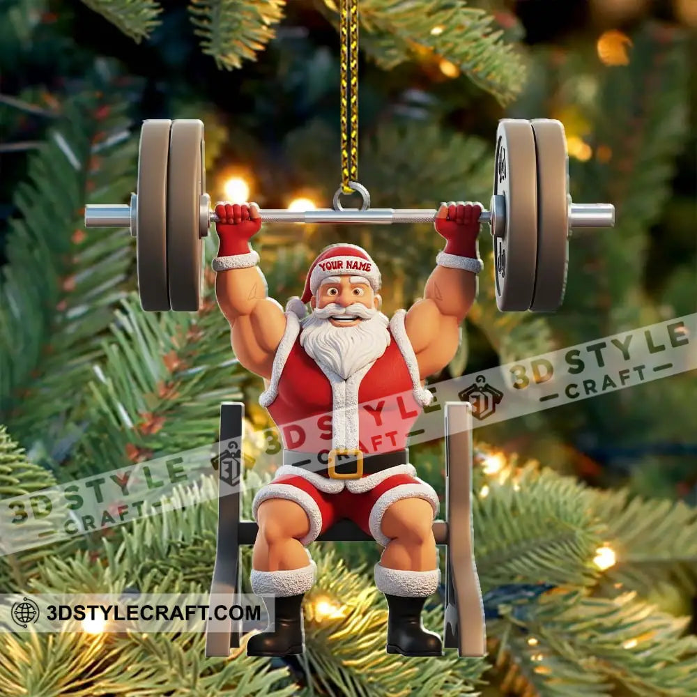 Christmas Weightlifting Santa Home Decor Christmas Ornament Personalized Ornament Ornament