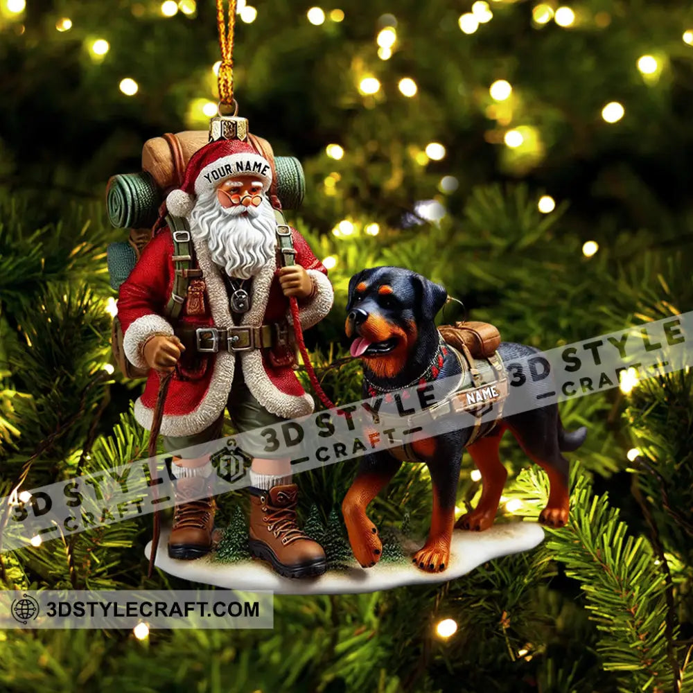 Climbing Santa And Dog Home Decor Christmas Ornament Personalized