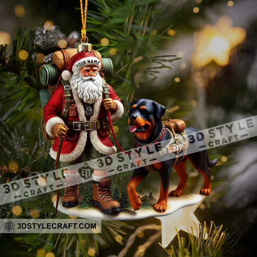 Climbing Santa And Dog Home Decor Christmas Ornament Personalized