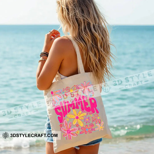 Colorful Summer Flowers Tote Bag, Aloha  Summer, Canvas Tote Bag style option 1