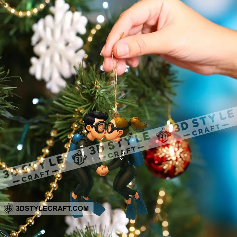 Couple Diving Home Decor Christmas Ornament Personalized Ornament Ornament