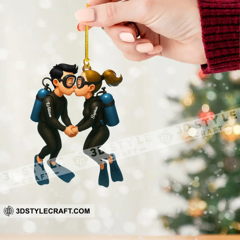 Couple Diving Home Decor Christmas Ornament Personalized Ornament Ornament