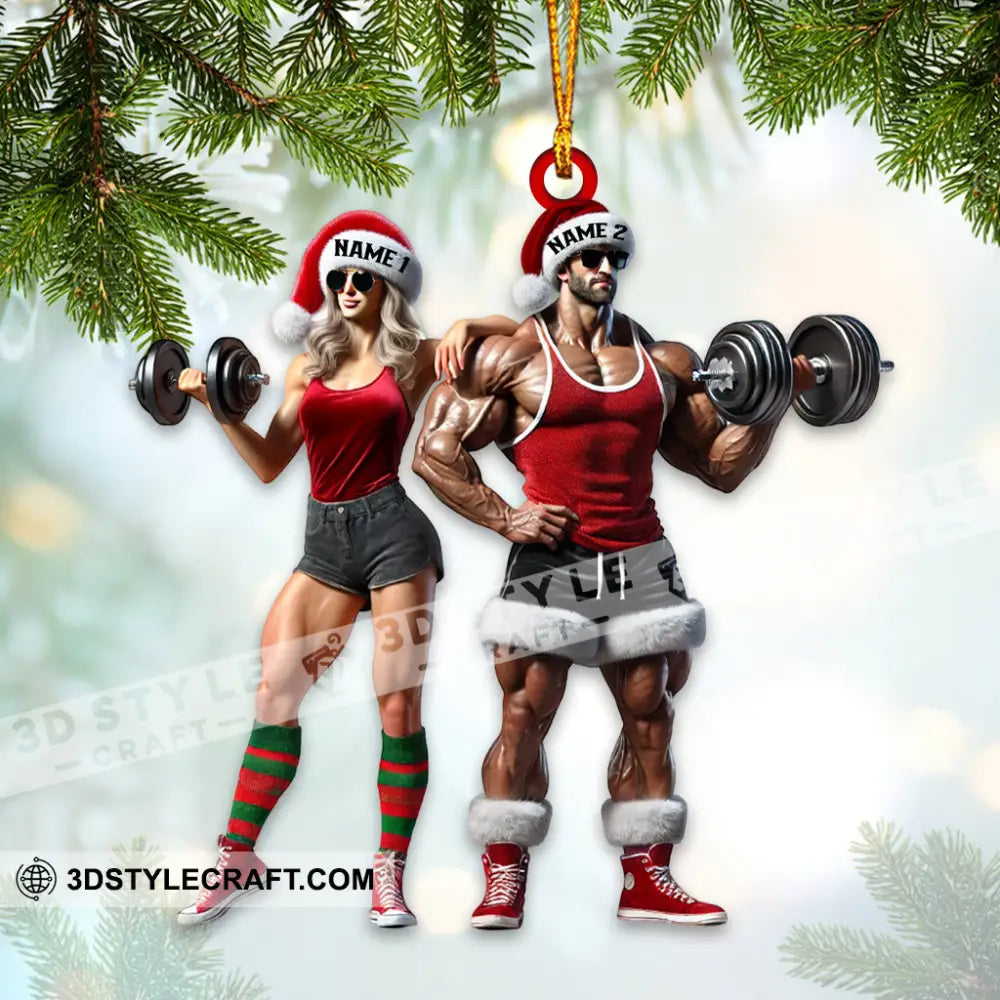 Couple Dumbbell Push Home Decor Christmas Ornament Personalized