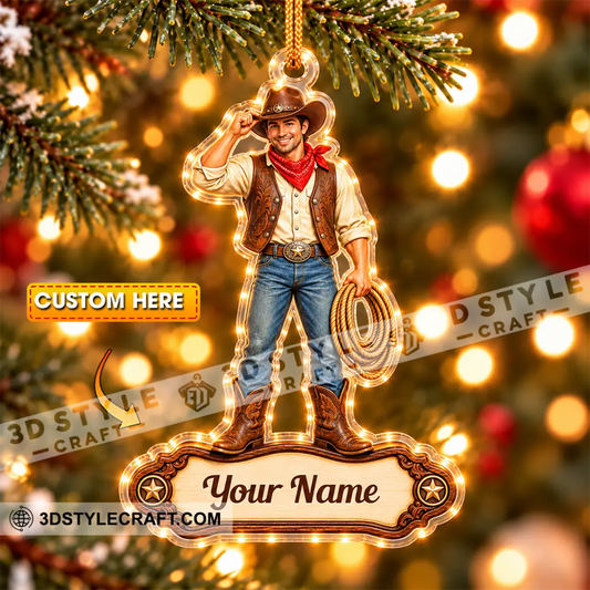 Cowboy Home Decor Christmas Ornament Personalized Ornament - 3.54’’ / 1 Ornament - Ornament