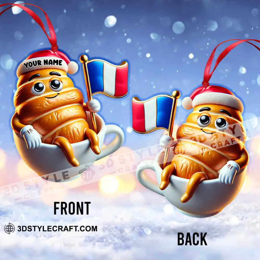 Croissant Christmas Ornament Personalized