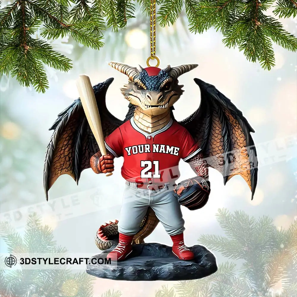 Custom Name And Number Baseball Dragon Ornament Christmas Gift For Lover