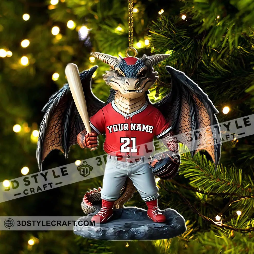 Custom Name And Number Baseball Dragon Ornament Christmas Gift For Lover