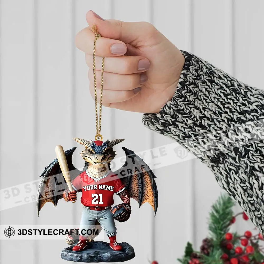 Custom Name And Number Baseball Dragon Ornament Christmas Gift For Lover