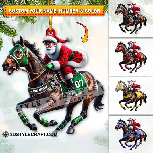 Custom Name And Number Horse Racing Ornament Christmas Gift