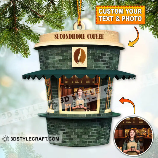 Custom Name And Photo Coffee Shop Ornament Love Christmas Gift
