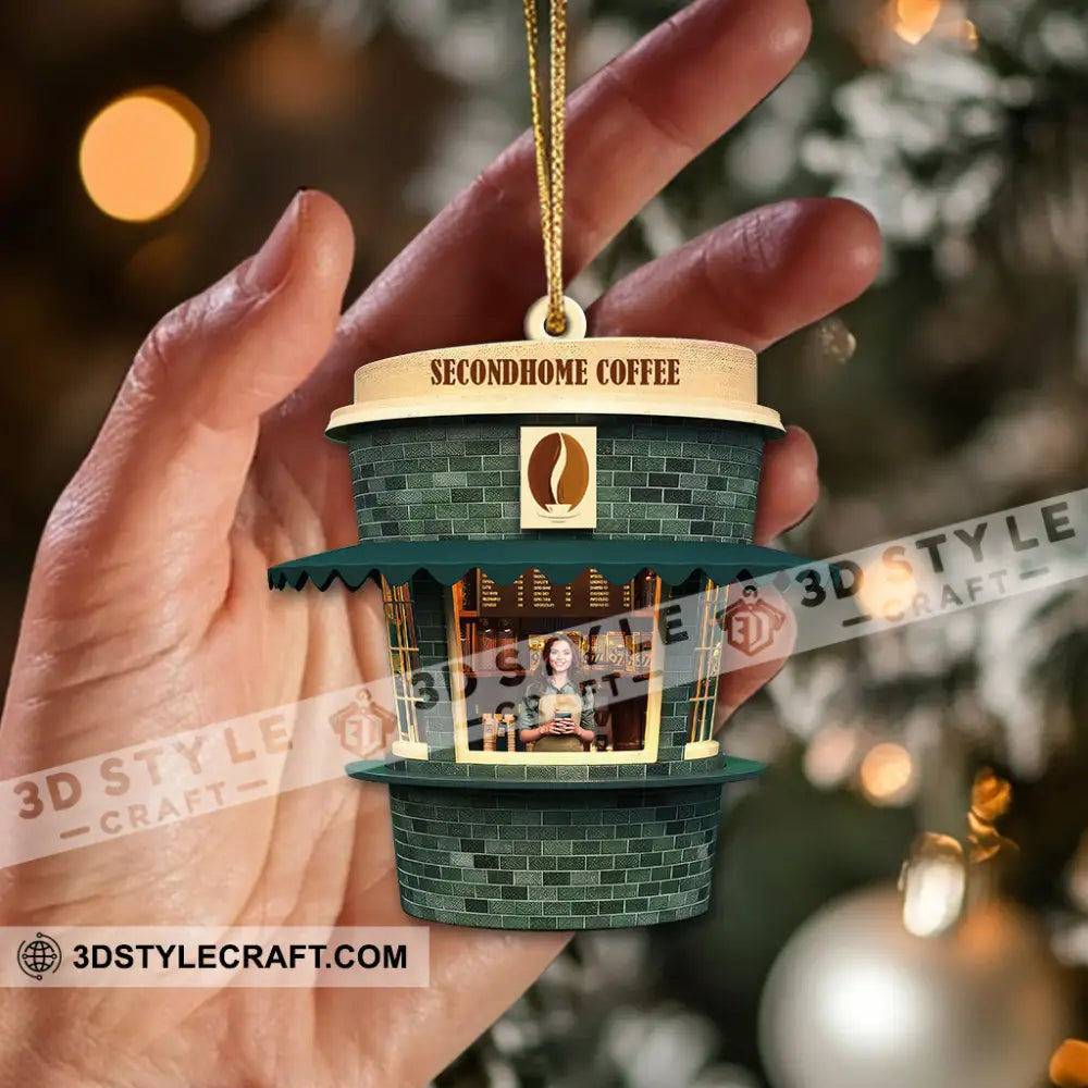 Custom Name And Photo Coffee Shop Ornament Love Christmas Gift