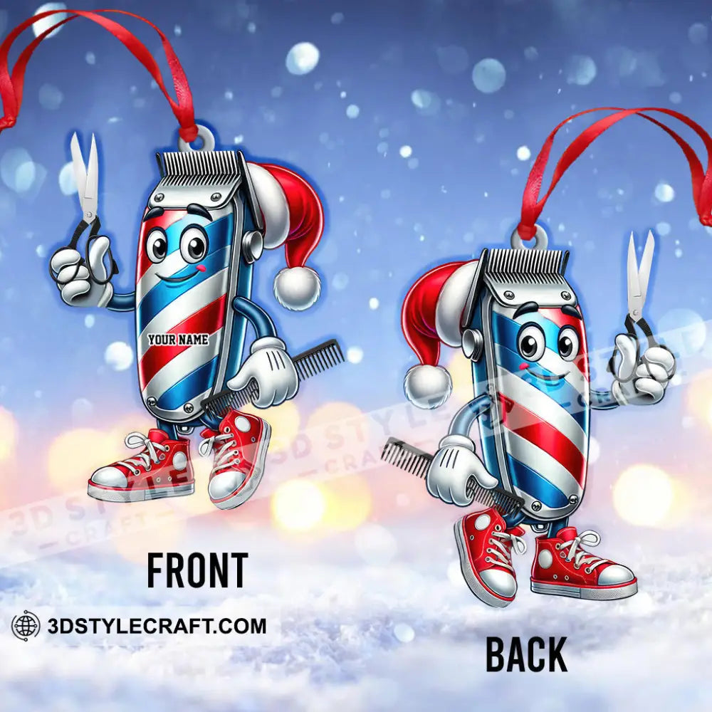 Custom Name Barber Ornament Christmas Decoration For Shop