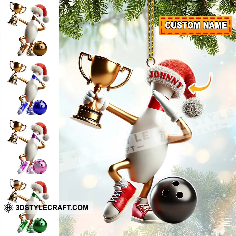Custom Name Bowling Christmas Ornament Gift