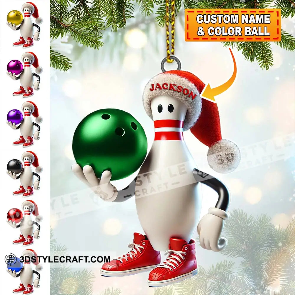 Custom Name Bowling Christmas Ornament Lover Gift