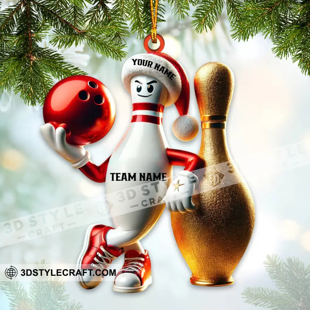 Custom Name Bowling Ornament Christmas Gift For Lover 3.54’’ / 1
