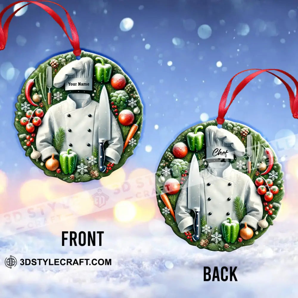 Custom Name Chef Ornament Christmas Gift For Cooking Lover