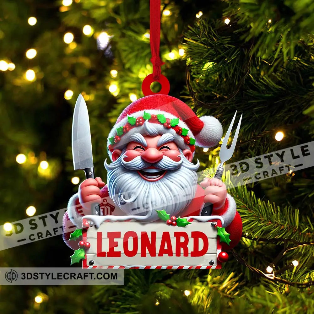 Custom Name Chef Ornament Santa Gift For Cooking Lover