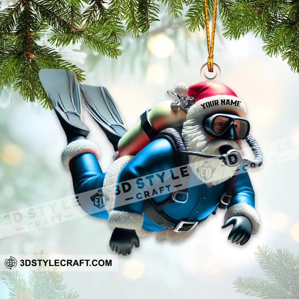Custom Name Diving Santa Ornament Dive Lover Christmas Gift